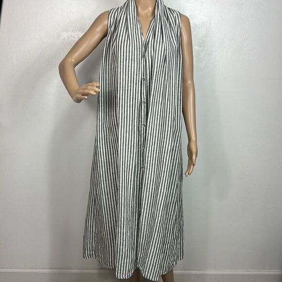 Le Vestiaire de Jeanne Linen Striped Sleeveless Midi Dress Size M - Picture 1 of 9